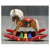 Painted Wood Rocking Horse