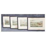 Hand Colored English Lithographs / 4 pc