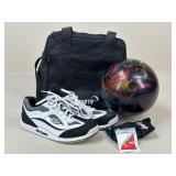 Bowling Ball & Sz 9 Shoes w/ Storage Bag +