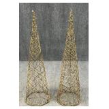 Pair of Grapevine Cone Shaped Christmas Trees
