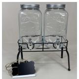 Double Drink Dispenser w/ Stand & Labels