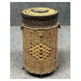 Metal & Wicker Wastebasket
