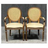 Pair of French Style Arm Chairs w/Cane Backs