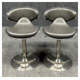 Pair of Adjustable Height Metal Barstools