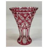 Bohemian Cranberry Cut-to-Clear Vase