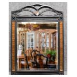 Beveled Mirror in Metal Frame w/Glass Detail