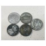 Jefferson 35% War Nickels/ 5 pc