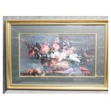 Floral and Red Bird Print