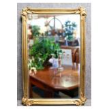 Beveled Mirror in Ornate Gold Tone Frame