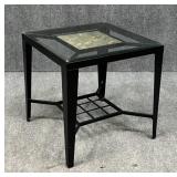 Side Table w / Beveled Glass Top & Slate Insets