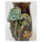 Majolica Style Glazed Lilypad Vase