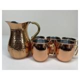 Copper Pitcher & Mugs / 6 pc