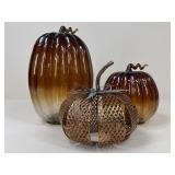 Glass & Metal Pumpkins / 3 pc
