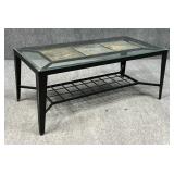 Coffee Table w / Beveled Glass Top & Slate Insets