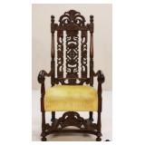 Tall Heavily Carved Throne Style Chair
