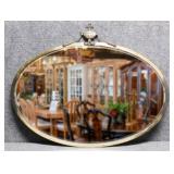 Vintage Oval Beveled Mirror in Metal Frame