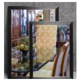 2/PC Mirrors Framed Black w/Ribbed Detail