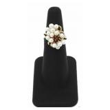 Sz 5 14k Pearl Cluster Ring
