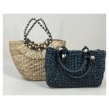 Savanna & White Stag Straw Woven Handbags / 2 pc