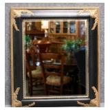 Beveled Mirror in Ornate Black & Gold Frame