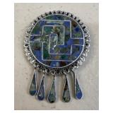 Sterling Silver & Crushed Turquoise Brooch