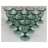 Green Pressed Glass 6" Footed Sundae Cups