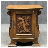 Carved Wood Cabinet- Locked