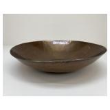 Large Decorative Hammered Copper-Tone Bowl