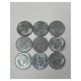 Eisenhower Dollar Coins/ 9 pc