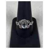 Sz 11 Sterling Silver Ring w/ Stone