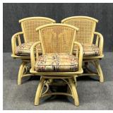 Cane Back Swivel Arm Chairs / 3 pc