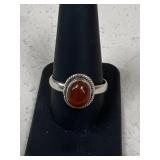 Sz 11.5 Sterling Silver & Carnelian Ring