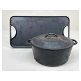 Cast Iron Double Sided Griddle & Lodge Dutch Oven