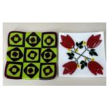 Art Glass Decorative Plates/ 2 pc