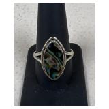Sz 10.5 Sterling Silver & Abalone Ring