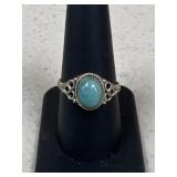 Sz 9.25 Sterling Silver Ring w/ Stone
