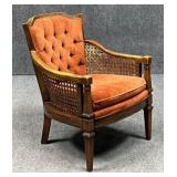 Tufted Back Cane Arm Chair