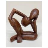 Wooden Sculpture "The Thinker"
