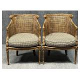 Pair of Barrel Back Swan Carved Arm Chairs