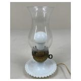 Milk Glass Hurricane Style Lamp