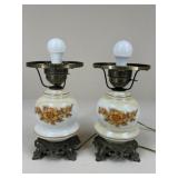 Pair Of Hurricane Style Lamp