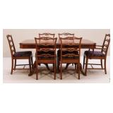 Vintage Dining Set w/ 6 Chairs & Pads