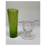 Bubble Glass Pedestal Bowl & Vase