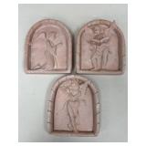 Plaster Cherub Wall Reliefs - 3pc