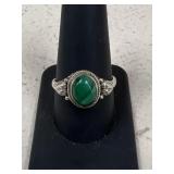 Sz 10.75 Sterling Silver & Malachite Ring
