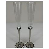 Pair Of Lenox Silver-Plated Flute Glasses