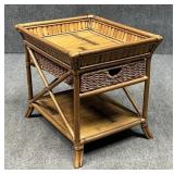 Bamboo & Wicker Side Table