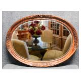 Oval Mirror with Carved Wood Frame