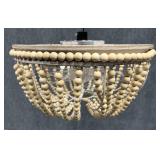 Wood Beaded Flush Mount Ceiling Light w/Fan NEW