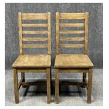 Pair of Farmhouse Style Wood Dining Chairs